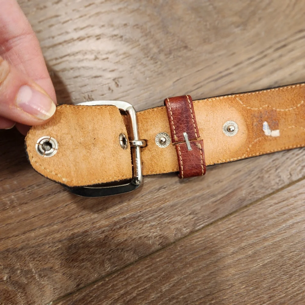 Leegin Silver Creek Billet Overlay Western Belt Leather Made in USA size 40